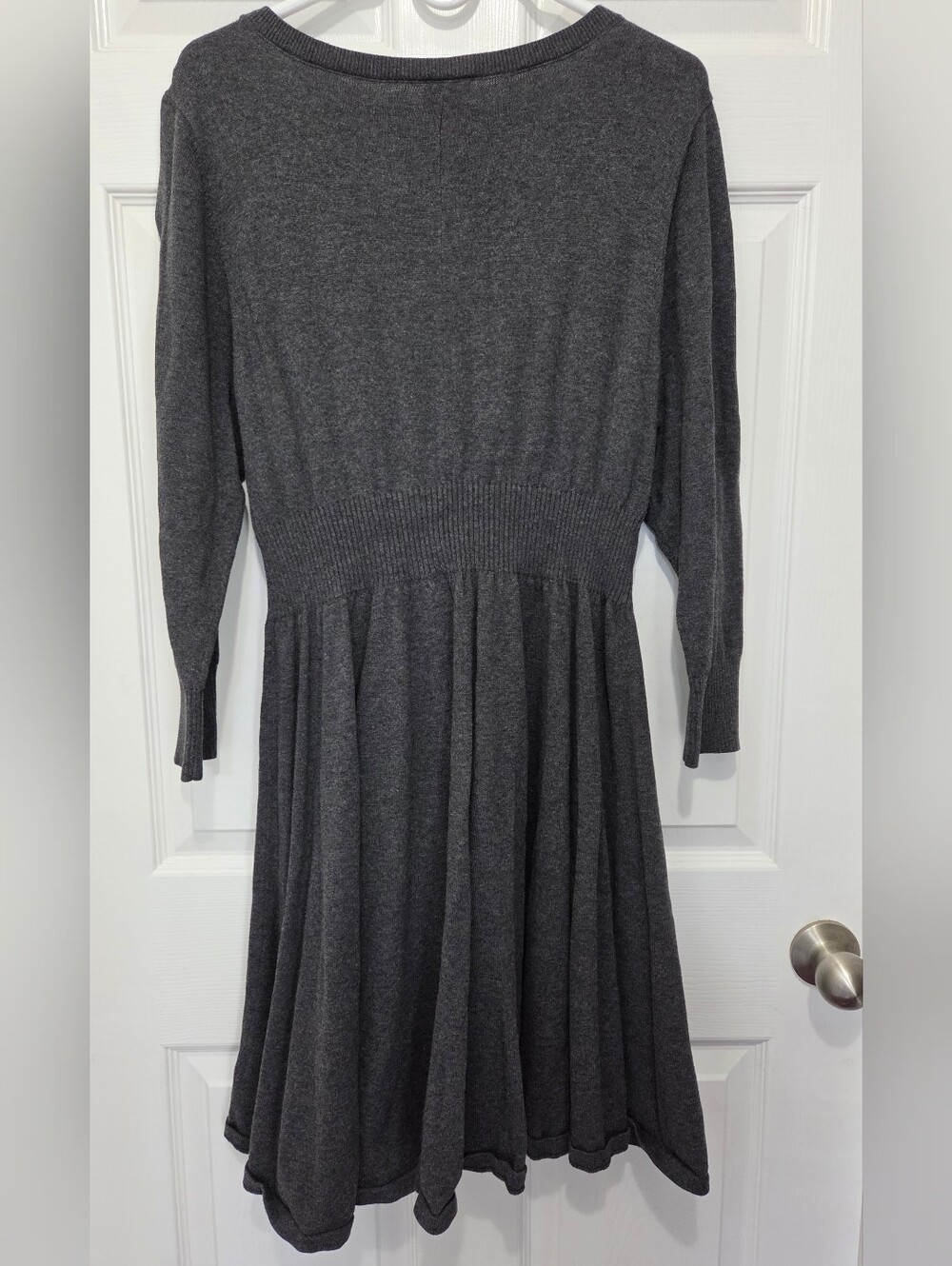 TORRID Charcoal Gray Lace Up Waist Long Sleeve Sweater Skater Dress Plus Size 2 - Picture 7 of 12